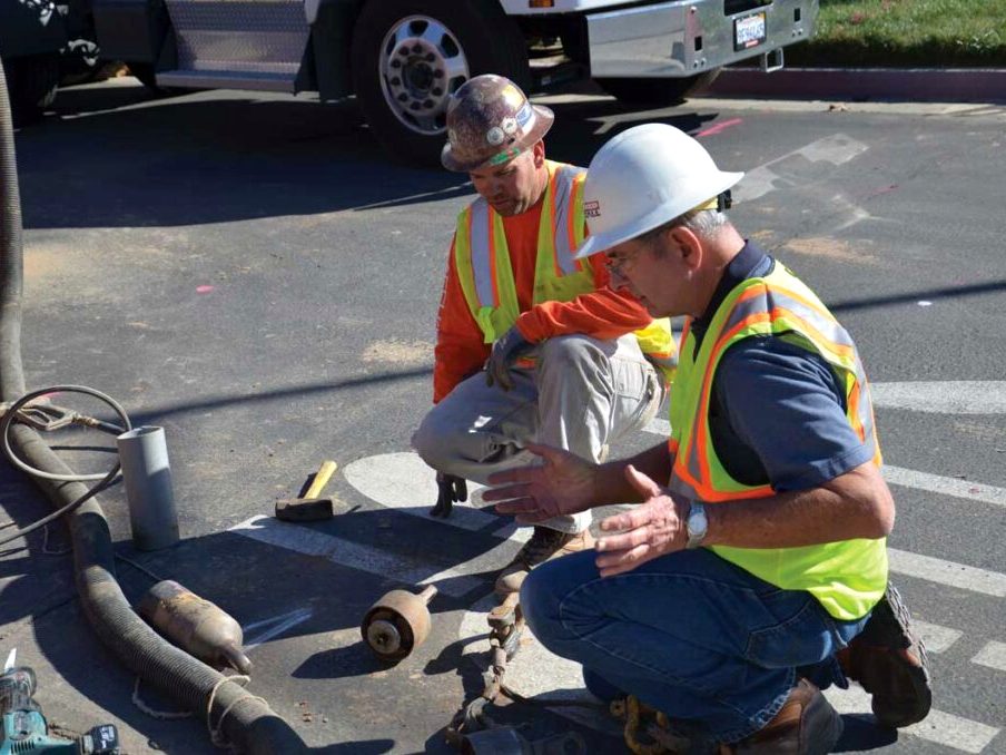 Paving crew at work in the Birmingham metro