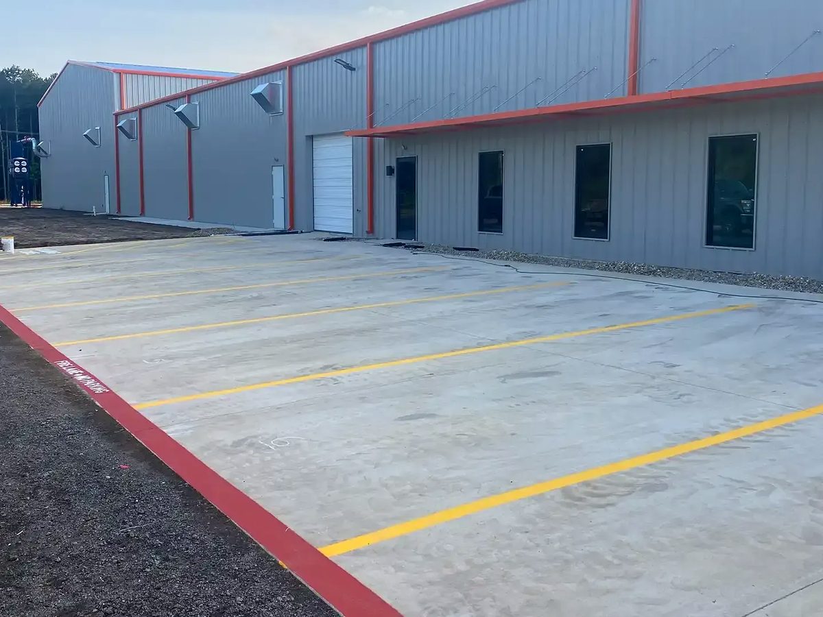 New striping layout on a commercial lot